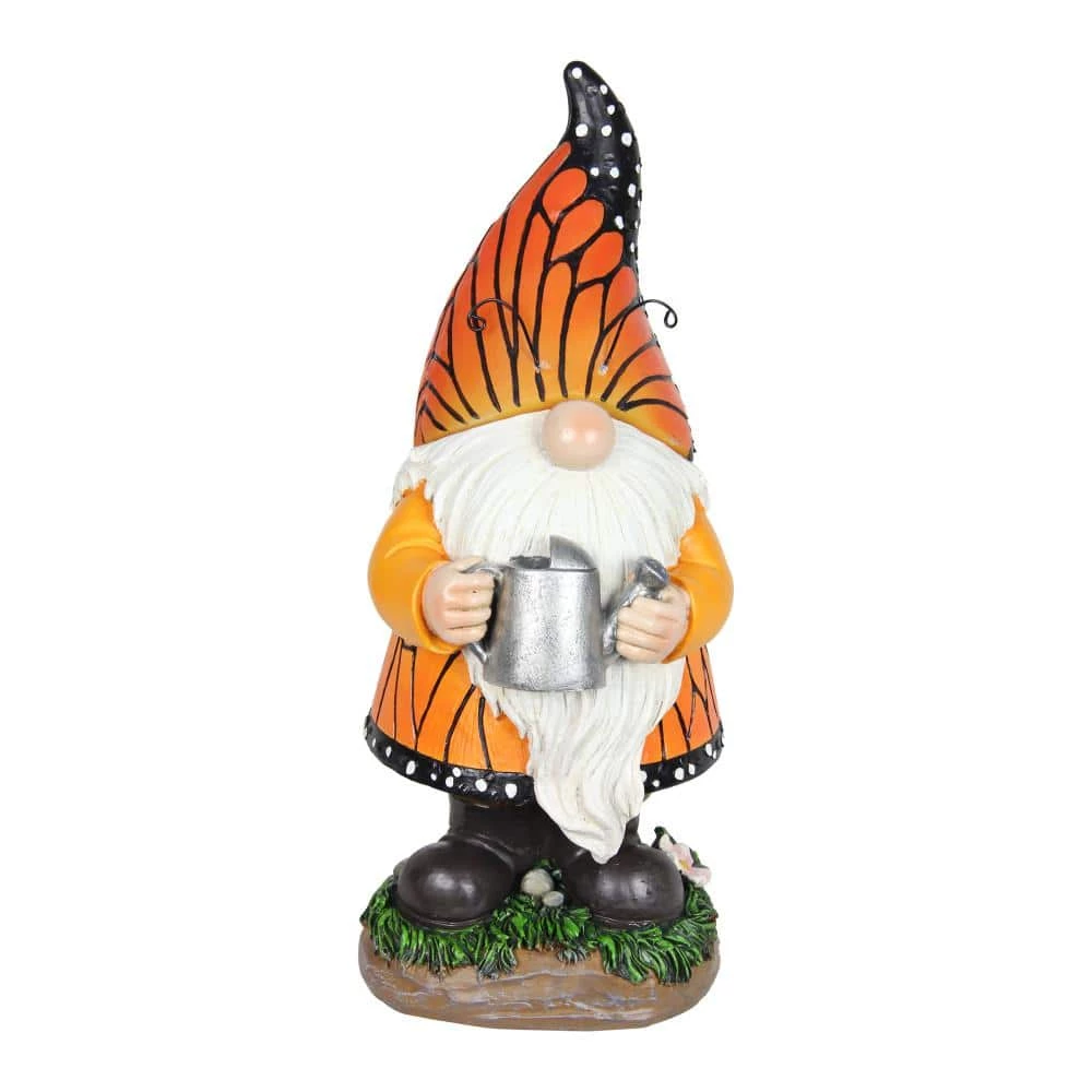 Exhart 6 in. x 12.5 in. Solar Monarch Butterfly Hat with Watering Can Statue, Gnome Garden Statue 3 Exhart 6 in. x 12.5 in. Solar Monarch Butterfly Hat with Watering Can Statue, Gnome Garden Statue