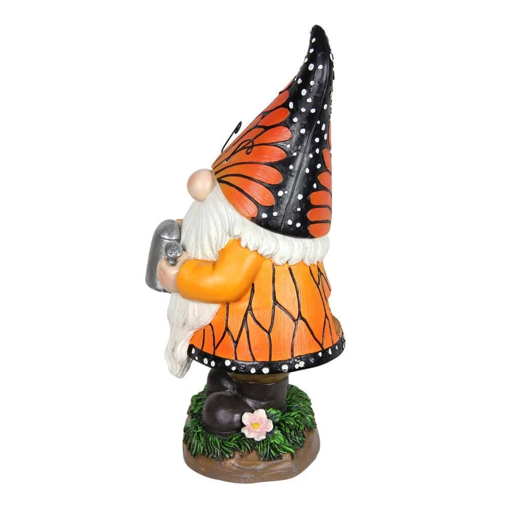 Exhart 6 in. x 12.5 in. Solar Monarch Butterfly Hat with Watering Can Statue, Gnome Garden Statue 4 Exhart 6 in. x 12.5 in. Solar Monarch Butterfly Hat with Watering Can Statue, Gnome Garden Statue - Image 2
