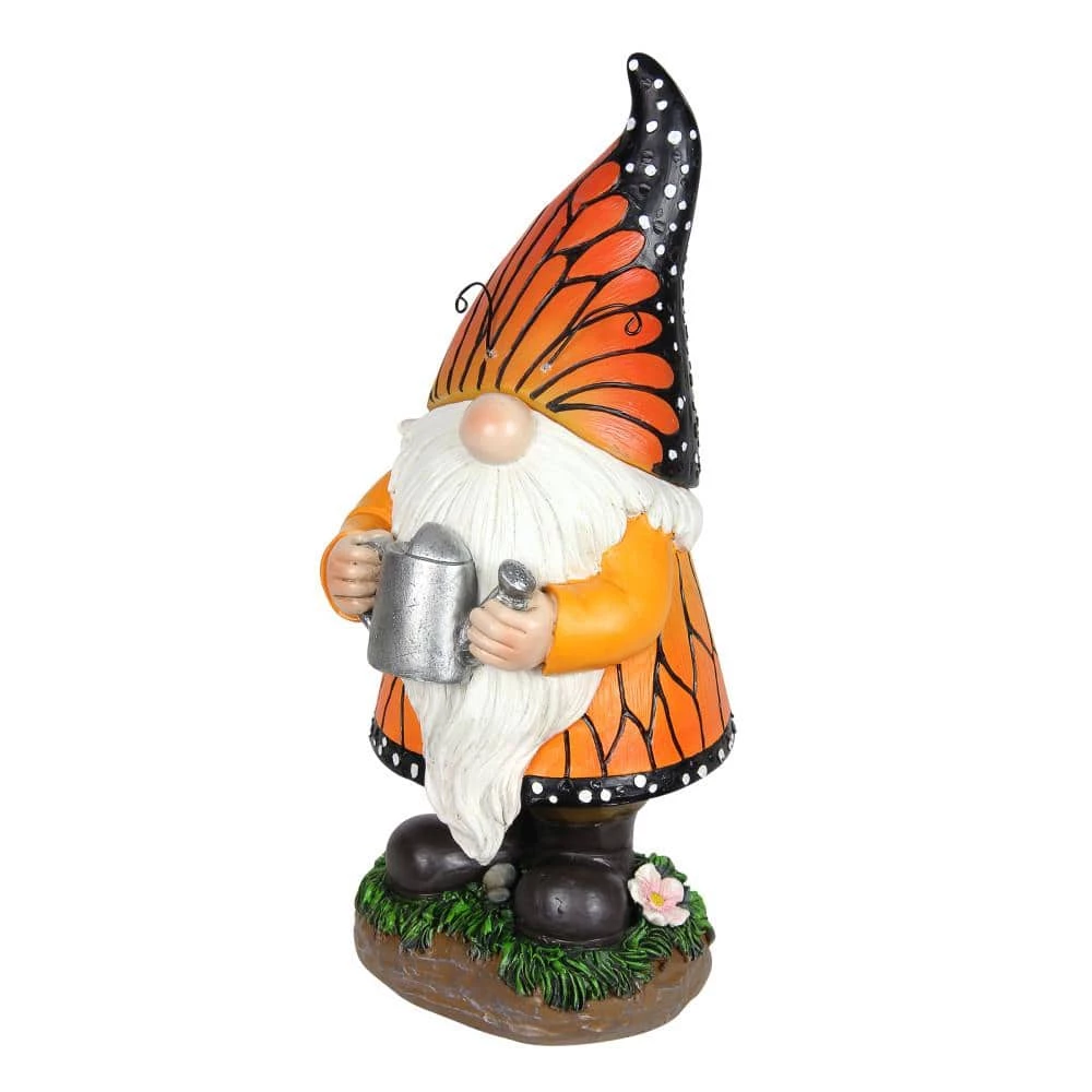 Exhart 6 in. x 12.5 in. Solar Monarch Butterfly Hat with Watering Can Statue, Gnome Garden Statue 10 Exhart 6 in. x 12.5 in. Solar Monarch Butterfly Hat with Watering Can Statue, Gnome Garden Statue - Image 8