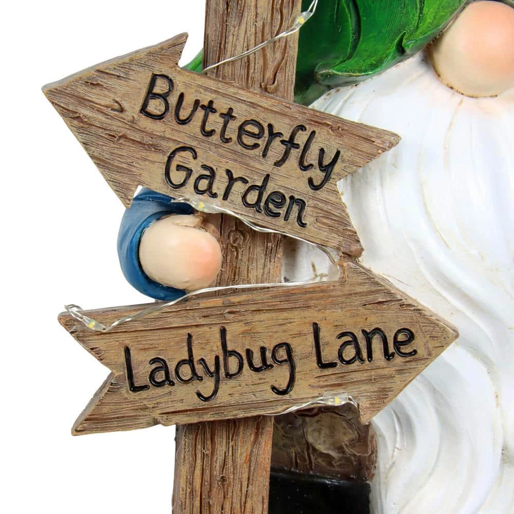 Exhart Solar Hand Painted with Leaf Hat in. x a Street Sign, 7.5 in. x 11 in. Gnome Garden Statue 8 Exhart Solar Hand Painted with Leaf Hat in. x a Street Sign, 7.5 in. x 11 in. Gnome Garden Statue - Image 6