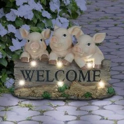 Exhart Solar Hand Painted Pigs on a Welcome Log, 12.5 in. x 8 in. Garden Statue 17 Exhart Solar Hand Painted Pigs on a Welcome Log, 12.5 in. x 8 in. Garden Statue -Cheap Good Directions Store exhart garden statues 72843 rs 31 1000