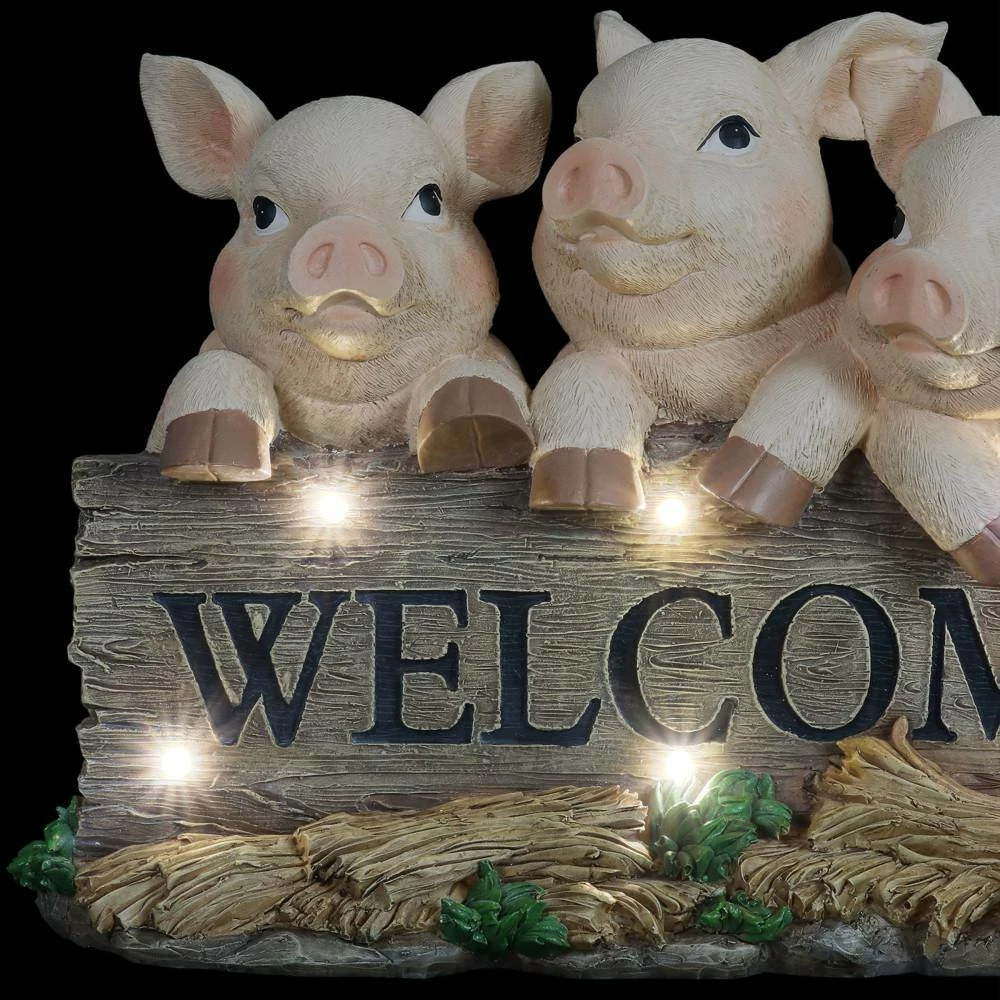 Exhart Solar Hand Painted Pigs on a Welcome Log, 12.5 in. x 8 in. Garden Statue 8 Exhart Solar Hand Painted Pigs on a Welcome Log, 12.5 in. x 8 in. Garden Statue - Image 6