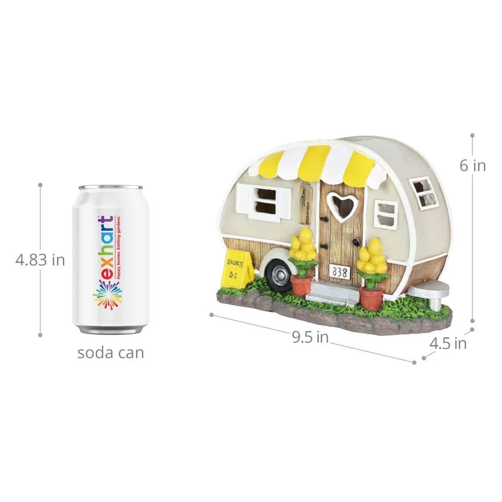 Exhart Solar Hand Painted Lemonade Camping Trailer, 9.5 in. x 6 in. Garden Statue 7 Exhart Solar Hand Painted Lemonade Camping Trailer, 9.5 in. x 6 in. Garden Statue - Image 5