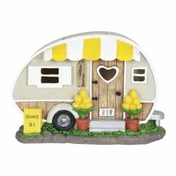 Exhart Solar Hand Painted Lemonade Camping Trailer, 9.5 in. x 6 in. Garden Statue