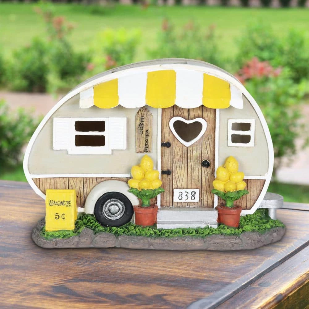 Exhart Solar Hand Painted Lemonade Camping Trailer, 9.5 in. x 6 in. Garden Statue 5 Exhart Solar Hand Painted Lemonade Camping Trailer, 9.5 in. x 6 in. Garden Statue - Image 3