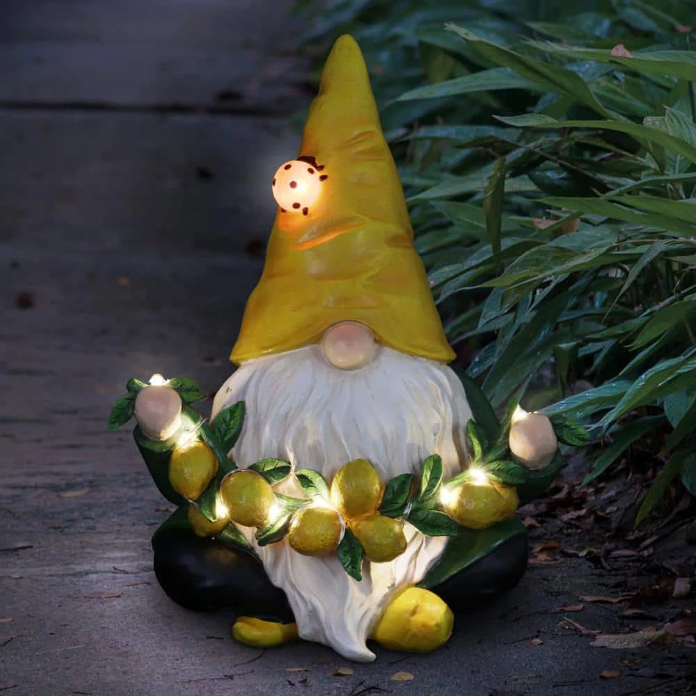 Exhart Solar LED Ladybug and Lemon Garland, 7.5 in. x 9.5 in. Gnome Garden Statue 11 Exhart Solar LED Ladybug and Lemon Garland, 7.5 in. x 9.5 in. Gnome Garden Statue - Image 9