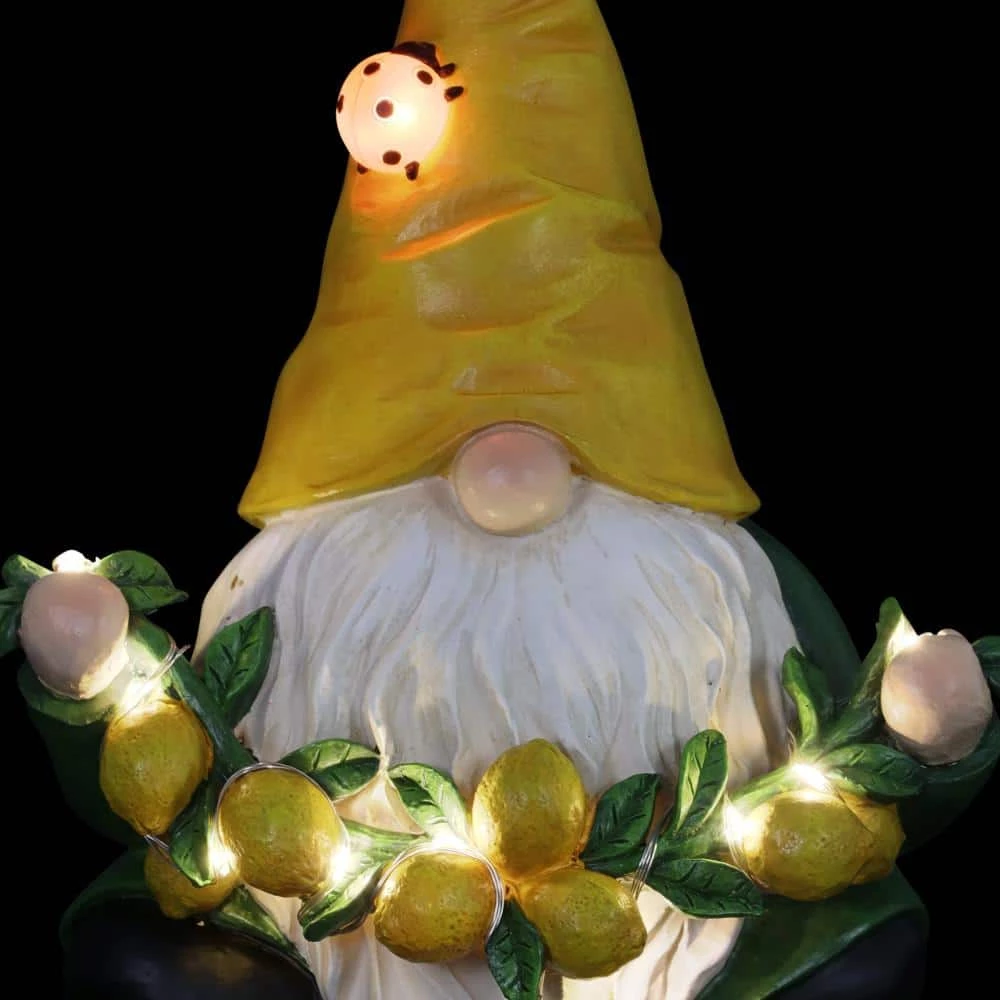 Exhart Solar LED Ladybug and Lemon Garland, 7.5 in. x 9.5 in. Gnome Garden Statue 10 Exhart Solar LED Ladybug and Lemon Garland, 7.5 in. x 9.5 in. Gnome Garden Statue - Image 8
