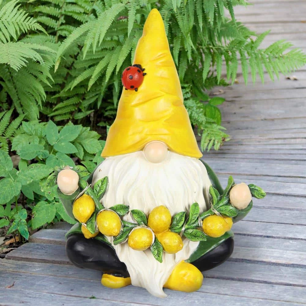Exhart Solar LED Ladybug and Lemon Garland, 7.5 in. x 9.5 in. Gnome Garden Statue 5 Exhart Solar LED Ladybug and Lemon Garland, 7.5 in. x 9.5 in. Gnome Garden Statue - Image 3
