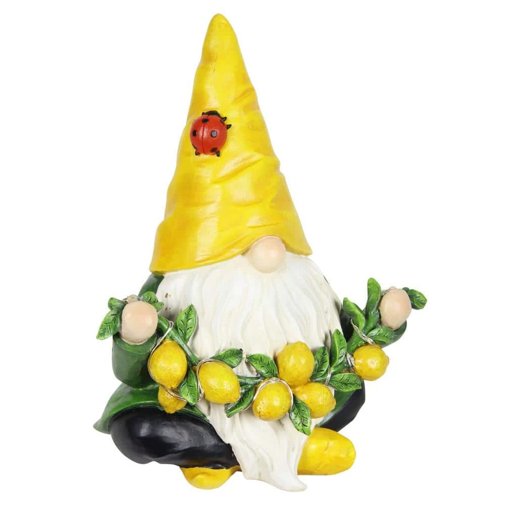 Exhart Solar LED Ladybug and Lemon Garland, 7.5 in. x 9.5 in. Gnome Garden Statue 9 Exhart Solar LED Ladybug and Lemon Garland, 7.5 in. x 9.5 in. Gnome Garden Statue - Image 7