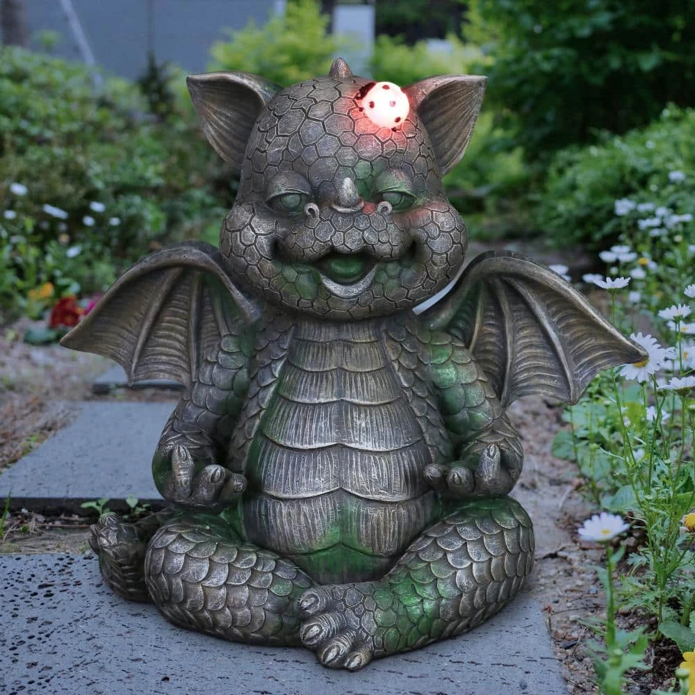 Exhart Solar Dragon with LED Lady Bug, 11 in. x 10 in. Garden Statue 11 Exhart Solar Dragon with LED Lady Bug, 11 in. x 10 in. Garden Statue - Image 9