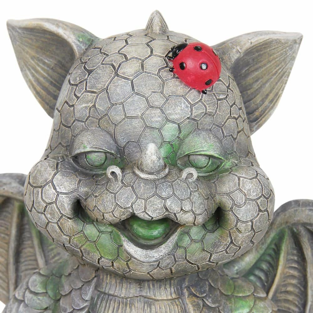 Exhart Solar Dragon with LED Lady Bug, 11 in. x 10 in. Garden Statue 6 Exhart Solar Dragon with LED Lady Bug, 11 in. x 10 in. Garden Statue - Image 4