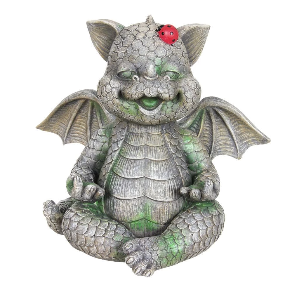 Exhart Solar Dragon with LED Lady Bug, 11 in. x 10 in. Garden Statue 3 Exhart Solar Dragon with LED Lady Bug, 11 in. x 10 in. Garden Statue