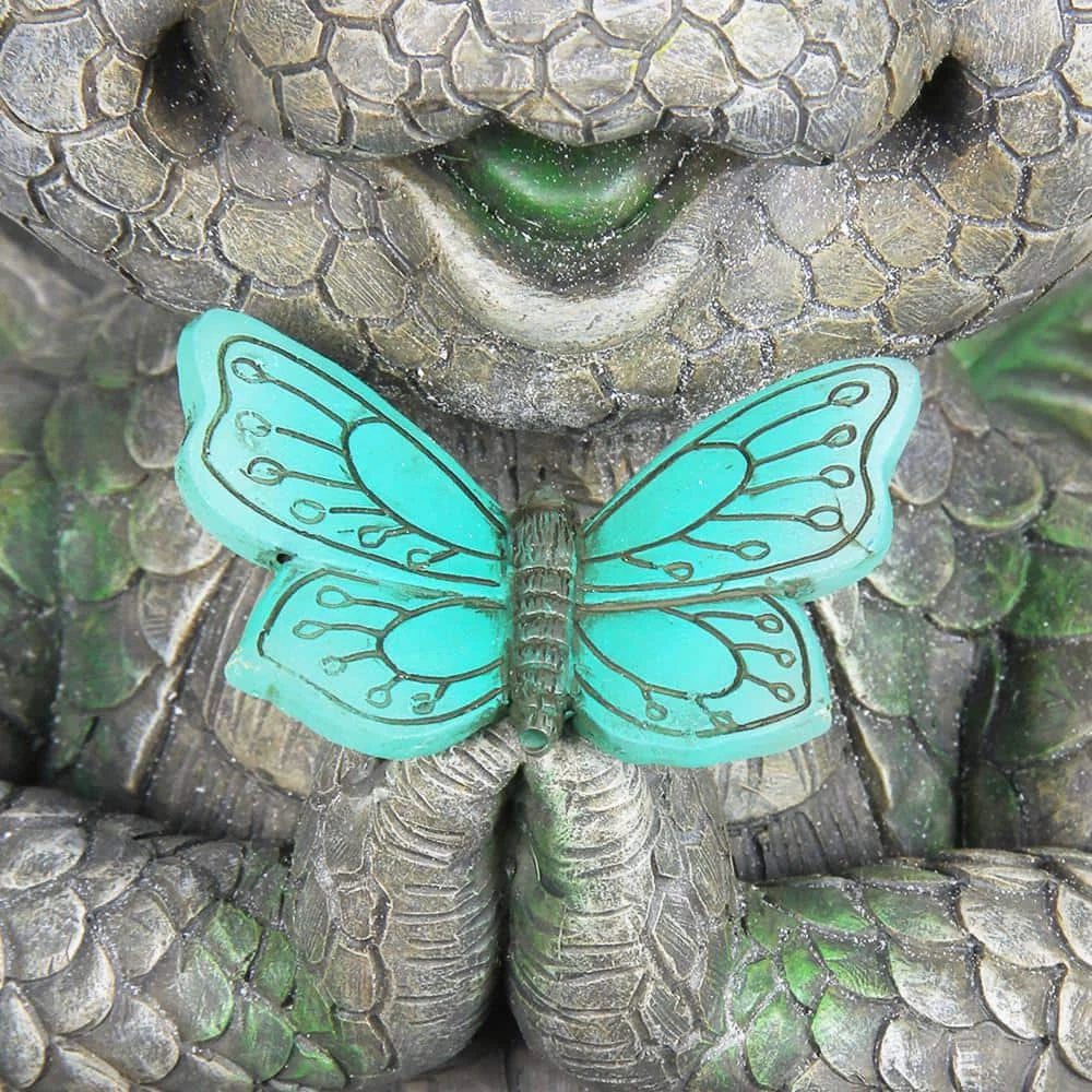 Exhart Solar Dragon with LED Butterfly, 11 in. x 10 in. Garden Statue 8 Exhart Solar Dragon with LED Butterfly, 11 in. x 10 in. Garden Statue - Image 6