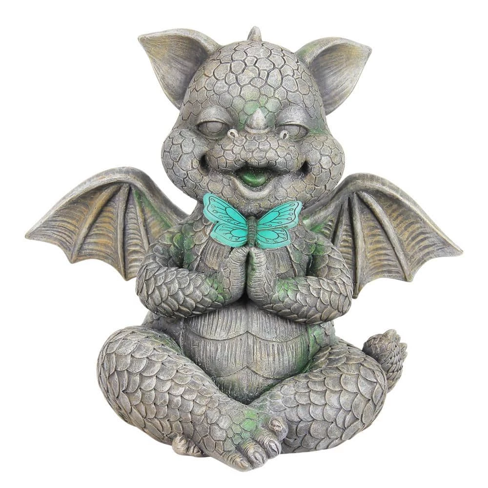 Exhart Solar Dragon with LED Butterfly, 11 in. x 10 in. Garden Statue 3 Exhart Solar Dragon with LED Butterfly, 11 in. x 10 in. Garden Statue