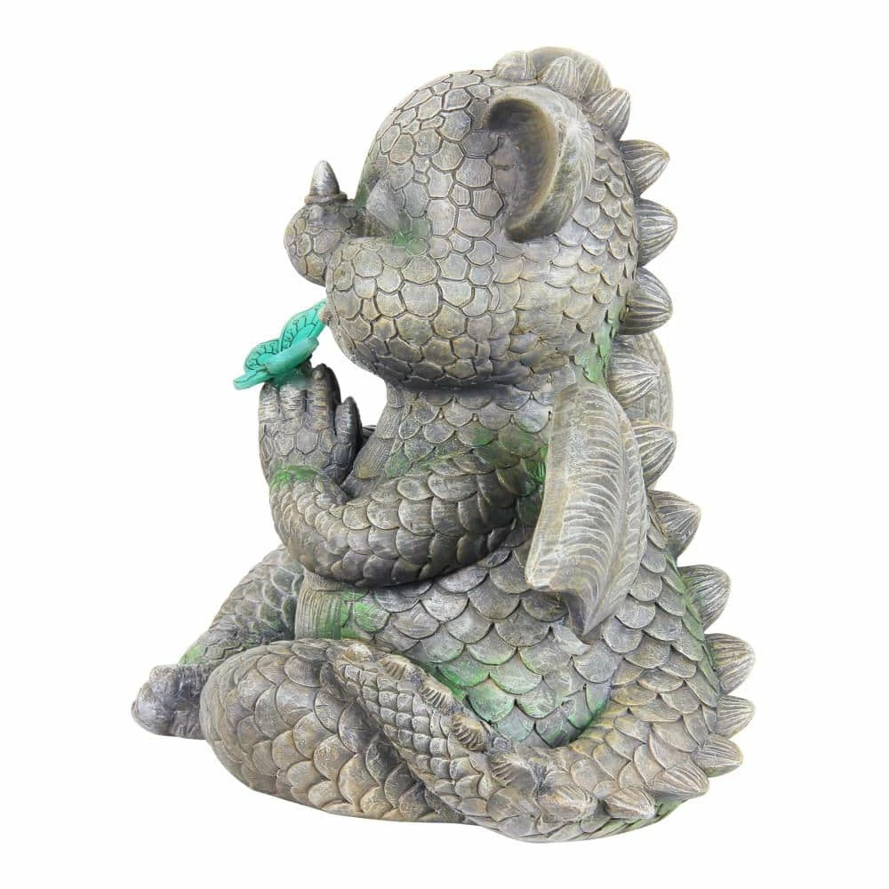 Exhart Solar Dragon with LED Butterfly, 11 in. x 10 in. Garden Statue 4 Exhart Solar Dragon with LED Butterfly, 11 in. x 10 in. Garden Statue - Image 2
