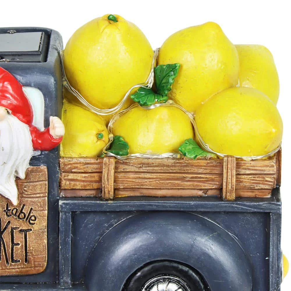 Exhart Solar Hand Painted Driving a Lemon Truck, 10 in. x 6 in. Gnome Garden Statue 8 Exhart Solar Hand Painted Driving a Lemon Truck, 10 in. x 6 in. Gnome Garden Statue - Image 6