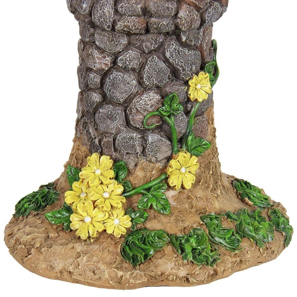 Exhart 17 in. Tall Solar Pink and Blue Flower Roof Fairy House, Garden Statue 8 Exhart 17 in. Tall Solar Pink and Blue Flower Roof Fairy House, Garden Statue - Image 6