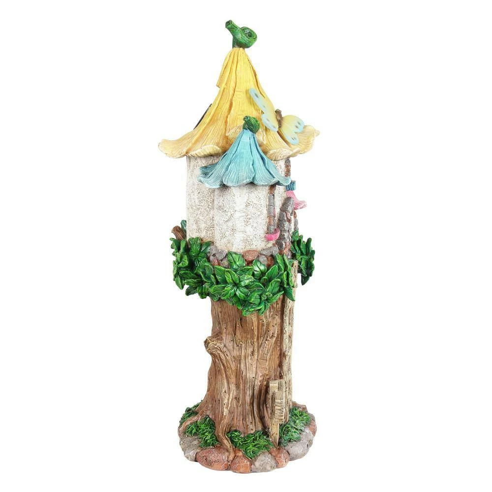 Exhart Solar Pastel Fairy Tree House with Lily Roof and Ladder, 9 in. x 17.5 in. Garden Statue 4 Exhart Solar Pastel Fairy Tree House with Lily Roof and Ladder, 9 in. x 17.5 in. Garden Statue - Image 2
