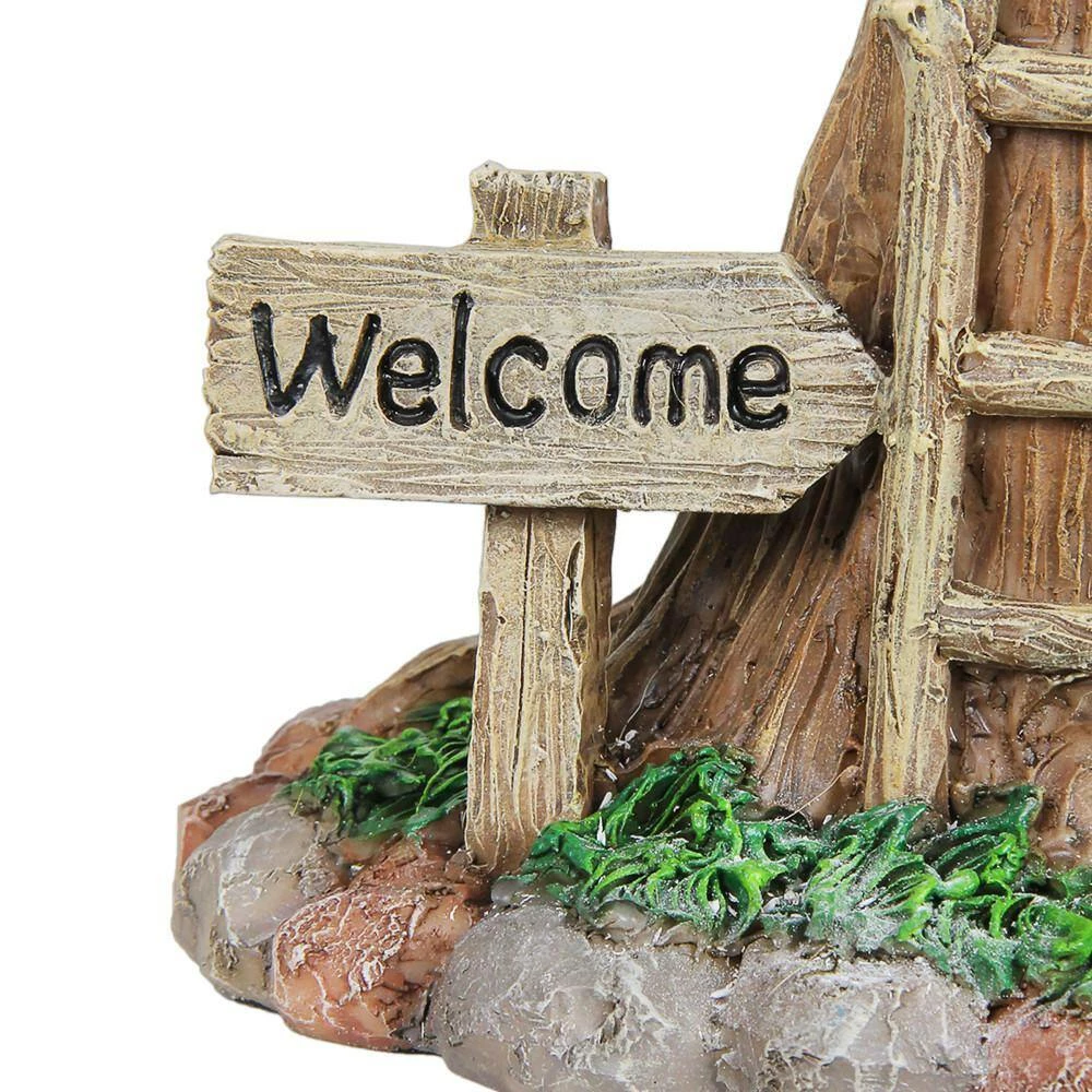 Exhart Solar Pastel Fairy Tree House with Lily Roof and Ladder, 9 in. x 17.5 in. Garden Statue 11 Exhart Solar Pastel Fairy Tree House with Lily Roof and Ladder, 9 in. x 17.5 in. Garden Statue - Image 9