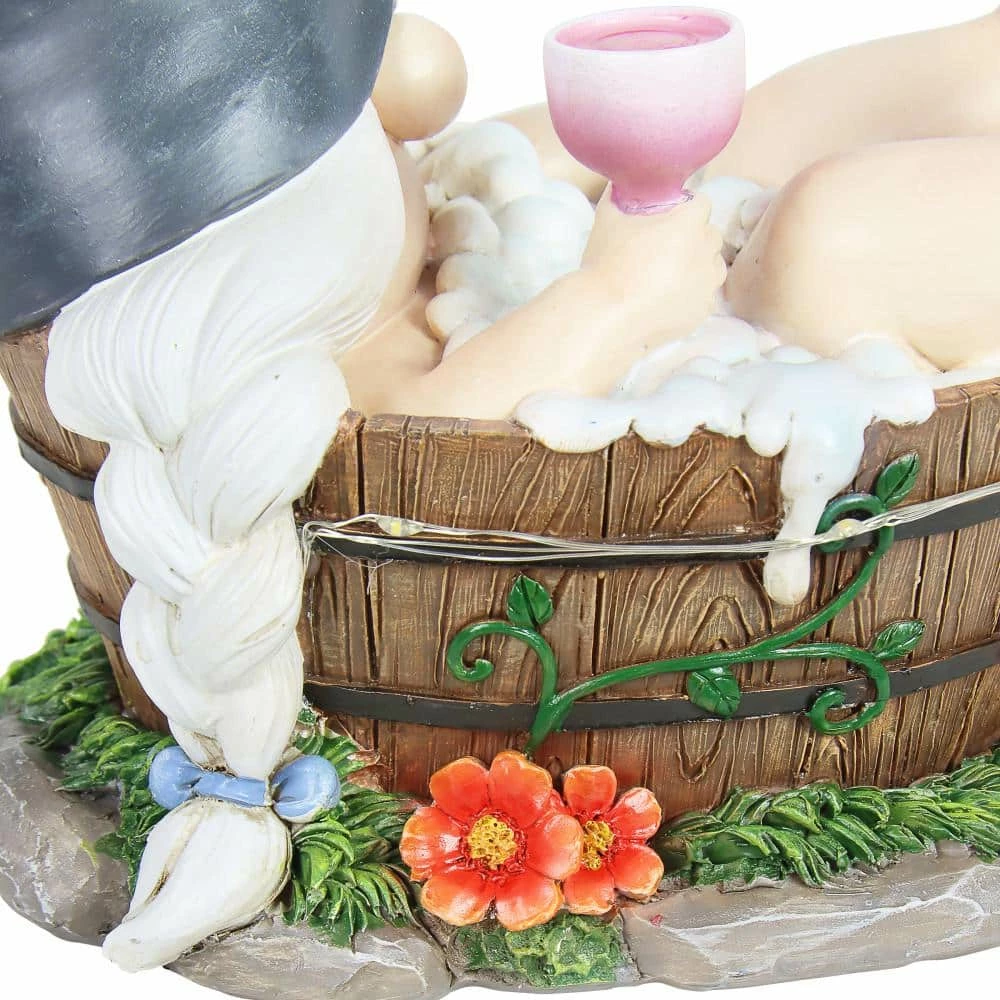 Exhart Hand Painted Girl in a Bubble Bath with LED lights on a Battery Operated Timer, 7.5 in. x 7.5 in. Gnome Garden Statue 7 Exhart Hand Painted Girl in a Bubble Bath with LED lights on a Battery Operated Timer, 7.5 in. x 7.5 in. Gnome Garden Statue - Image 5