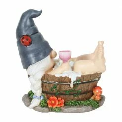 Exhart Hand Painted Girl in a Bubble Bath with LED lights on a Battery Operated Timer, 7.5 in. x 7.5 in. Gnome Garden Statue
