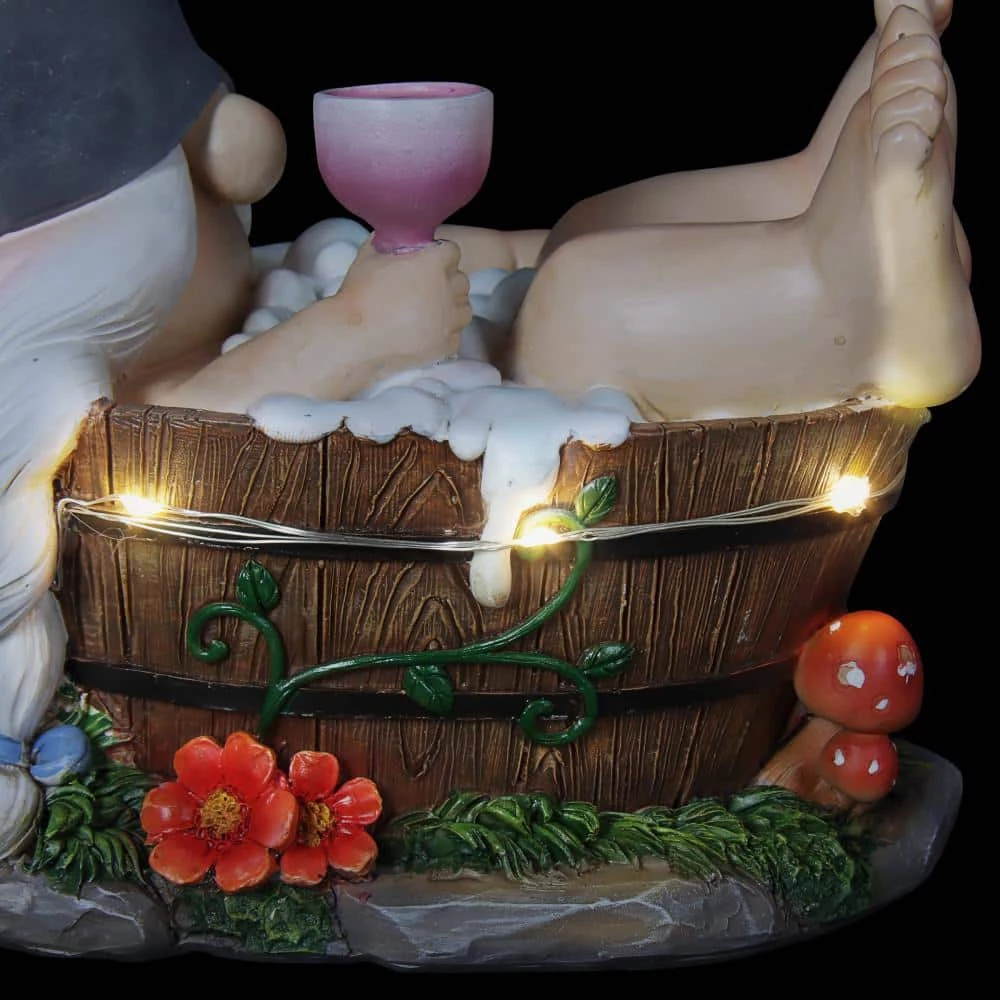 Exhart Hand Painted Girl in a Bubble Bath with LED lights on a Battery Operated Timer, 7.5 in. x 7.5 in. Gnome Garden Statue 11 Exhart Hand Painted Girl in a Bubble Bath with LED lights on a Battery Operated Timer, 7.5 in. x 7.5 in. Gnome Garden Statue - Image 9