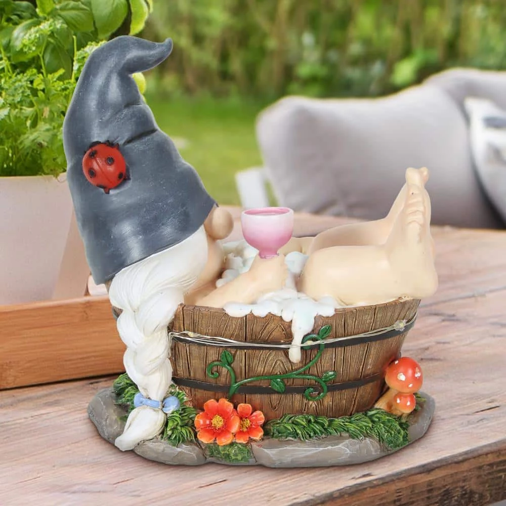 Exhart Hand Painted Girl in a Bubble Bath with LED lights on a Battery Operated Timer, 7.5 in. x 7.5 in. Gnome Garden Statue 6 Exhart Hand Painted Girl in a Bubble Bath with LED lights on a Battery Operated Timer, 7.5 in. x 7.5 in. Gnome Garden Statue - Image 4