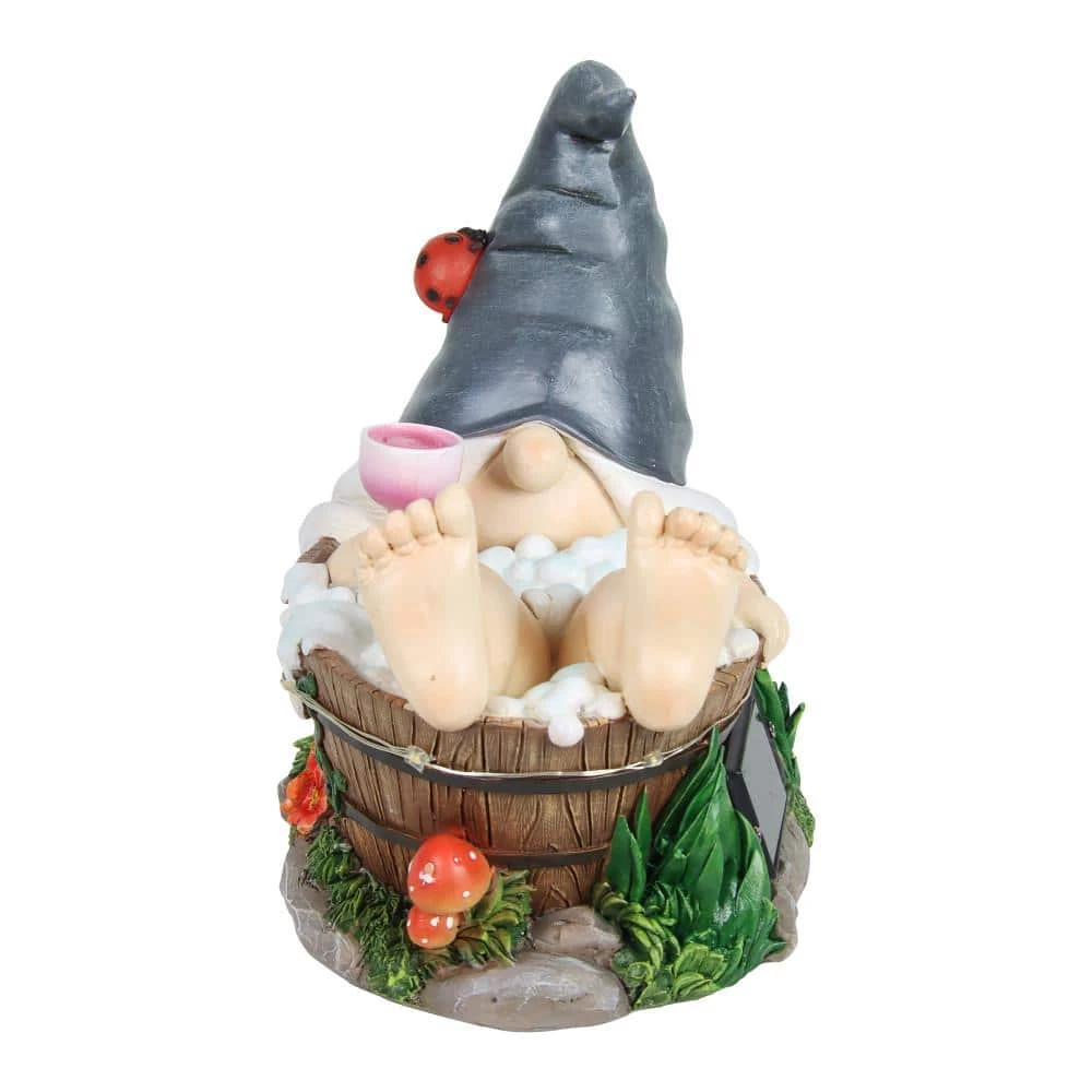 Exhart Hand Painted Girl in a Bubble Bath with LED lights on a Battery Operated Timer, 7.5 in. x 7.5 in. Gnome Garden Statue 4 Exhart Hand Painted Girl in a Bubble Bath with LED lights on a Battery Operated Timer, 7.5 in. x 7.5 in. Gnome Garden Statue - Image 2