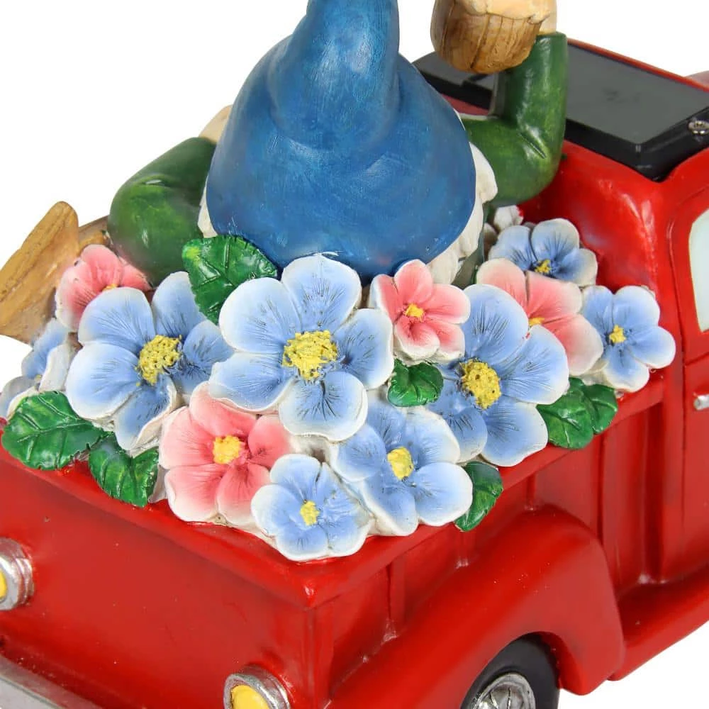 Exhart Solar Hand Painted Beer Garden Red Truck, 10 in. x 7 on. Gnome Garden Statue 5 Exhart Solar Hand Painted Beer Garden Red Truck, 10 in. x 7 on. Gnome Garden Statue - Image 3