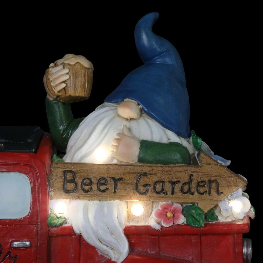 Exhart Solar Hand Painted Beer Garden Red Truck, 10 in. x 7 on. Gnome Garden Statue 10 Exhart Solar Hand Painted Beer Garden Red Truck, 10 in. x 7 on. Gnome Garden Statue - Image 8