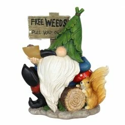 Exhart 8.5 in. x 10 in. Solar with Free Weeds- Pull Your Own Sign, Gnome Garden Statue