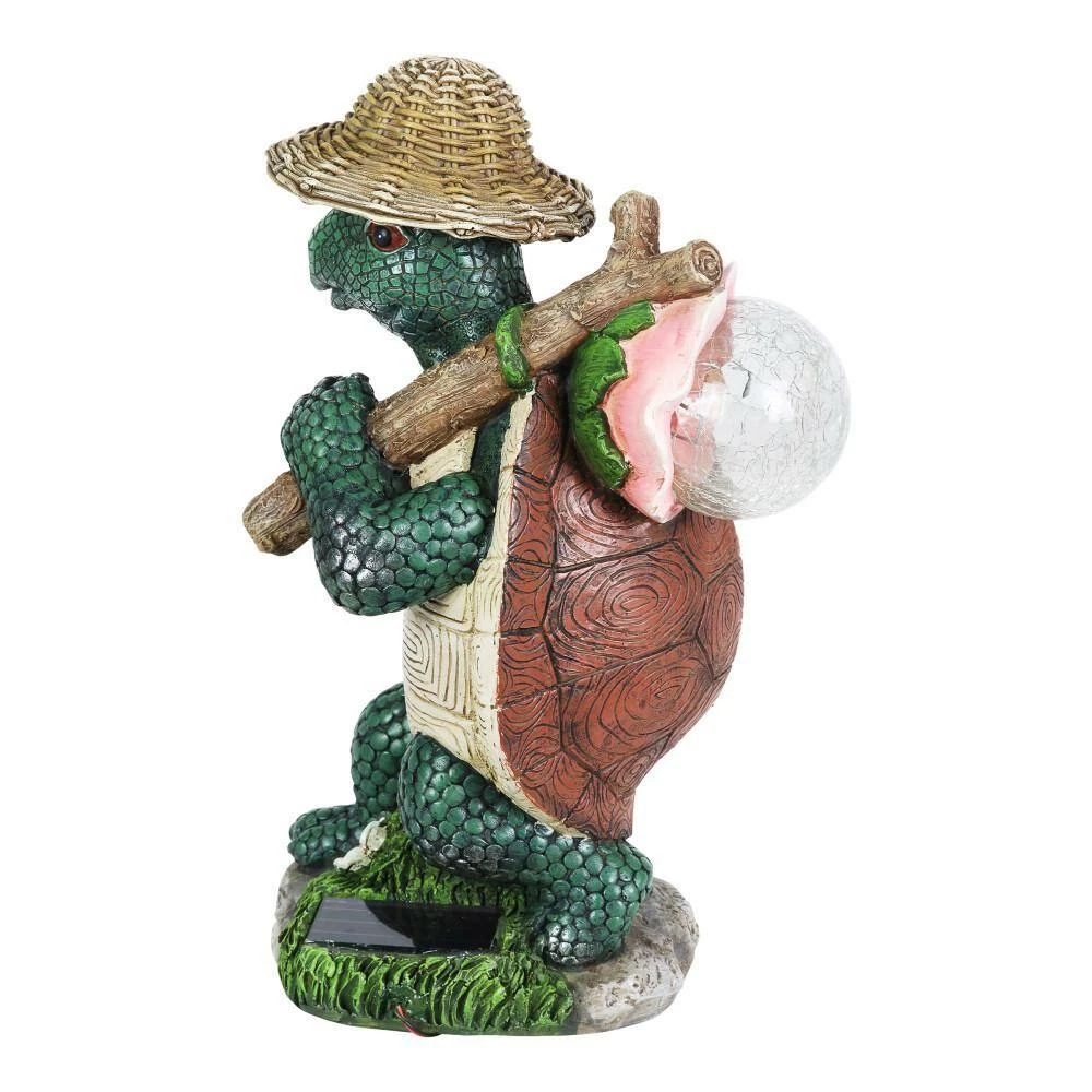 Exhart Solar Hiking Turtle with LED Crackle Ball 6.5 in. x 12.5 in. Garden Statue 4 Exhart Solar Hiking Turtle with LED Crackle Ball 6.5 in. x 12.5 in. Garden Statue - Image 2