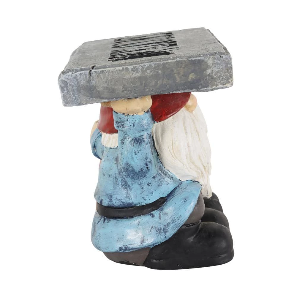 Exhart 14 in. x 10 in. Solar with a Welcome Stone, Gnomes Garden Statue 4 Exhart 14 in. x 10 in. Solar with a Welcome Stone, Gnomes Garden Statue - Image 2