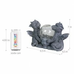 Exhart Solar Dragons with a Glass Crackle Ball, 11 in. x 7 in. Garden Statue -Cheap Good Directions Store exhart garden statues 73036 rs 1f 1000