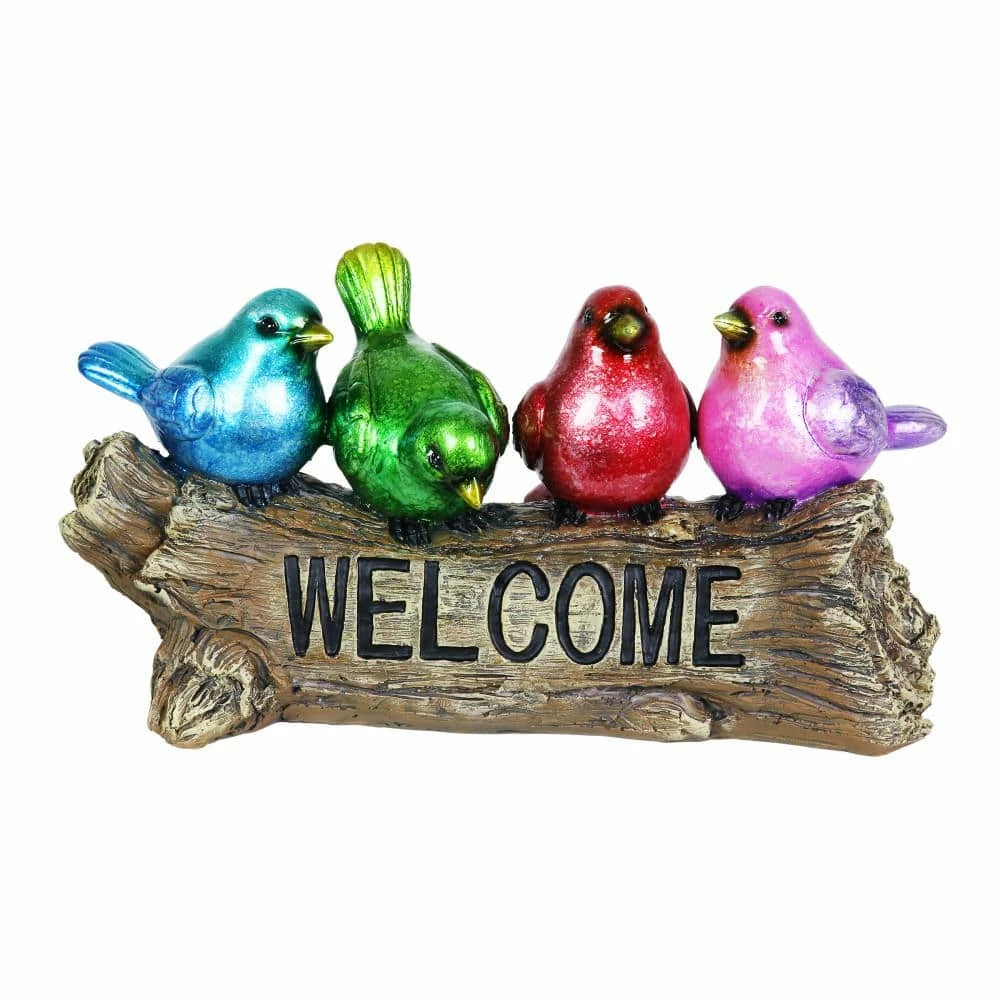 Exhart Hand Painted Tie Dye Birds on Welcome Log, 13 in. x 6.5 in. Garden Statue 3 Exhart Hand Painted Tie Dye Birds on Welcome Log, 13 in. x 6.5 in. Garden Statue