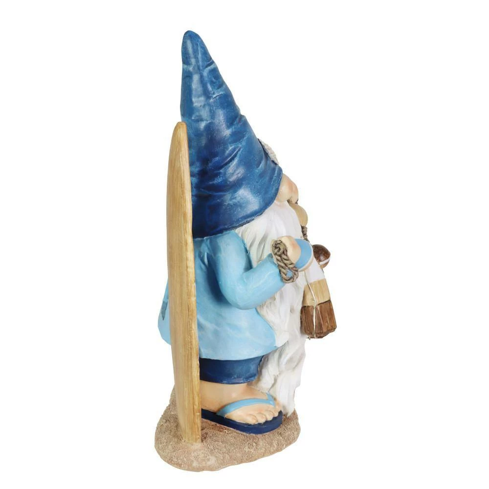 Exhart Solar Surfer Beach Hand Painted with Party Time Surf Board, 7.5 in. x 12.5 in. Gnome Garden Statue 4 Exhart Solar Surfer Beach Hand Painted with Party Time Surf Board, 7.5 in. x 12.5 in. Gnome Garden Statue - Image 2