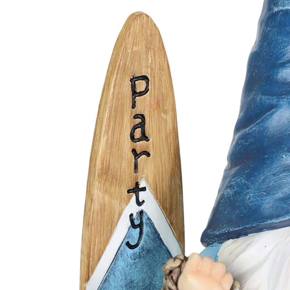 Exhart Solar Surfer Beach Hand Painted with Party Time Surf Board, 7.5 in. x 12.5 in. Gnome Garden Statue 8 Exhart Solar Surfer Beach Hand Painted with Party Time Surf Board, 7.5 in. x 12.5 in. Gnome Garden Statue - Image 6