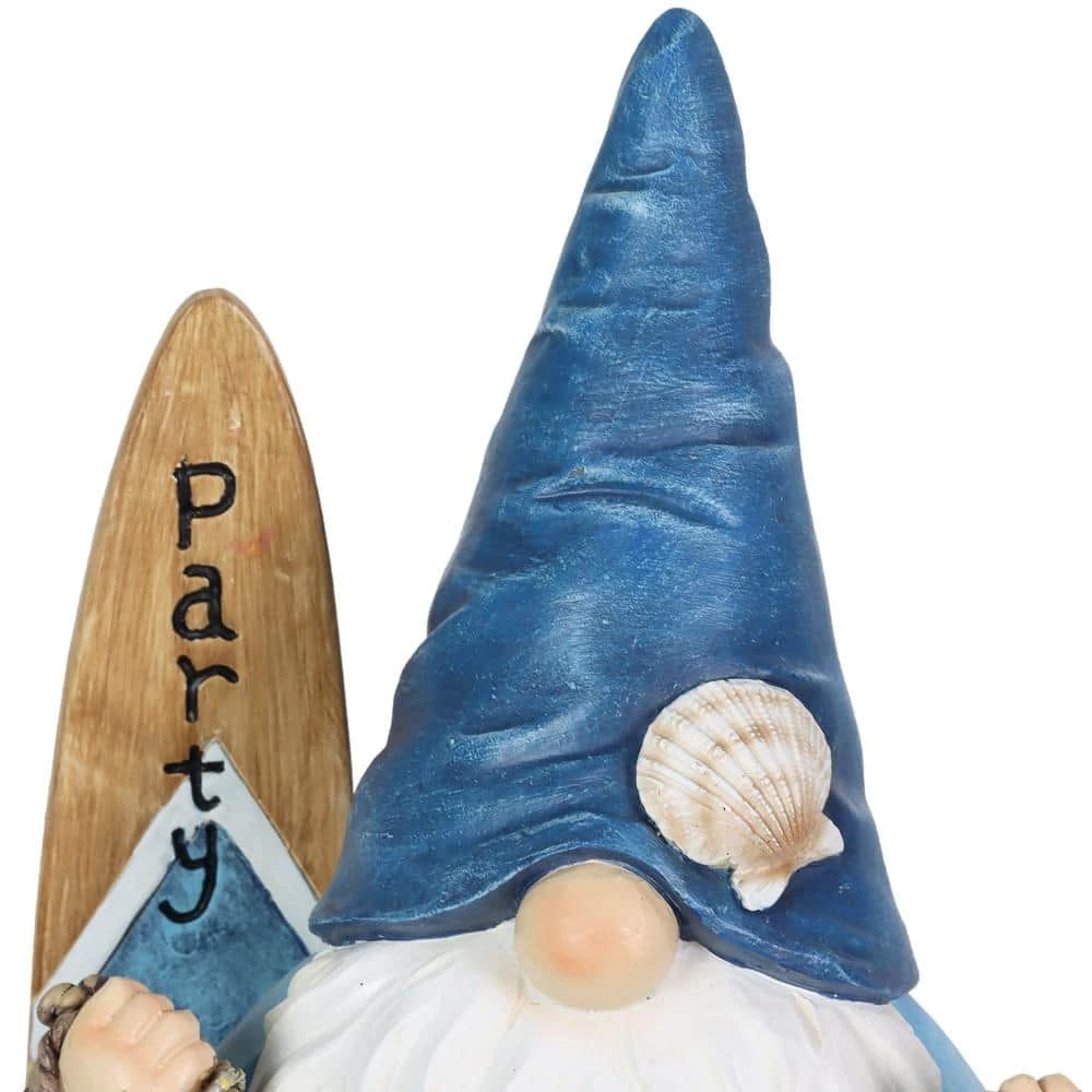 Exhart Solar Surfer Beach Hand Painted with Party Time Surf Board, 7.5 in. x 12.5 in. Gnome Garden Statue 6 Exhart Solar Surfer Beach Hand Painted with Party Time Surf Board, 7.5 in. x 12.5 in. Gnome Garden Statue - Image 4