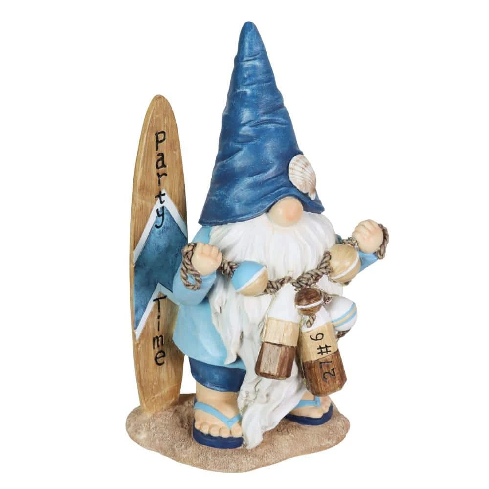 Exhart Solar Surfer Beach Hand Painted with Party Time Surf Board, 7.5 in. x 12.5 in. Gnome Garden Statue 9 Exhart Solar Surfer Beach Hand Painted with Party Time Surf Board, 7.5 in. x 12.5 in. Gnome Garden Statue - Image 7