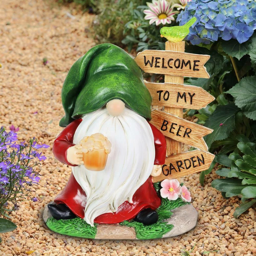 Exhart Solar Welcome to My Beer Garden Sign, 8 in. x 9.5 in. Gnome Garden Statue 5 Exhart Solar Welcome to My Beer Garden Sign, 8 in. x 9.5 in. Gnome Garden Statue - Image 3