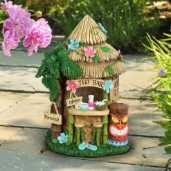 Exhart Solar Hand Painted Tiki Bar, 8 in. x 11.5 in. Garden Statue -Cheap Good Directions Store exhart garden statues 73182 rs c3 1000