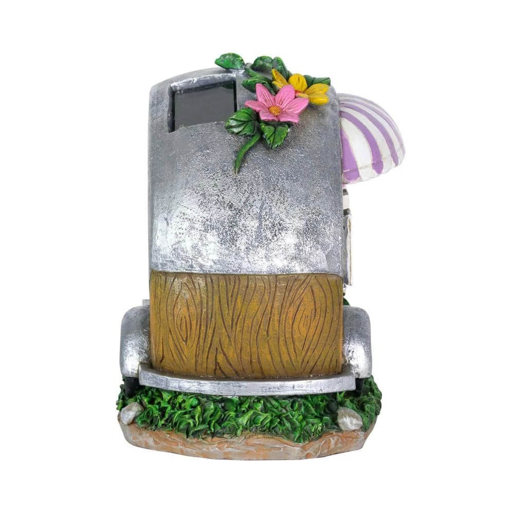 Exhart Solar Hand Painted Camping Trailer with Lavender Awning and Welcome Sign, 5 in. x 6.5 in. Garden Statue 4 Exhart Solar Hand Painted Camping Trailer with Lavender Awning and Welcome Sign, 5 in. x 6.5 in. Garden Statue - Image 2