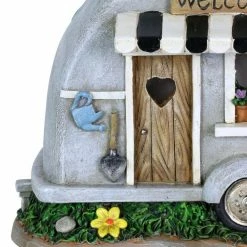 Exhart Solar Hand Painted Camping Trailer with Welcome Sign, 5 in. x 6 in. Garden Statue -Cheap Good Directions Store exhart garden statues 73234 rs 4f 1000