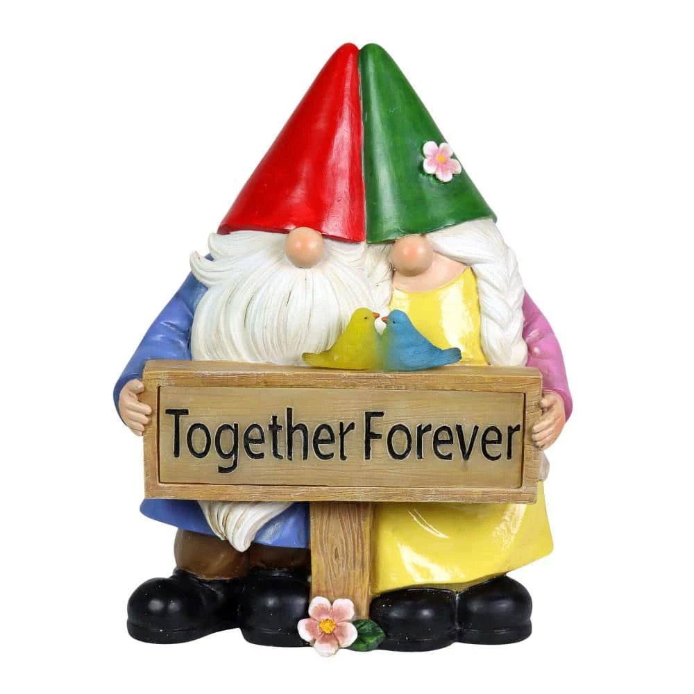 Exhart Solar Hand Painted Couple with Together Forever Sign, 4.5 in. x 9.5 in. Gnome Garden Statue 3 Exhart Solar Hand Painted Couple with Together Forever Sign, 4.5 in. x 9.5 in. Gnome Garden Statue