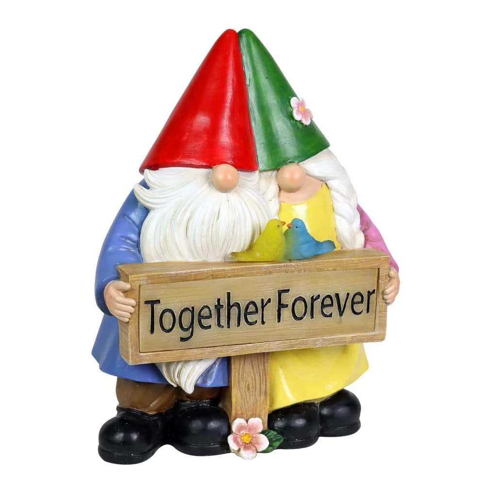 Exhart Solar Hand Painted Couple with Together Forever Sign, 4.5 in. x 9.5 in. Gnome Garden Statue 6 Exhart Solar Hand Painted Couple with Together Forever Sign, 4.5 in. x 9.5 in. Gnome Garden Statue - Image 4