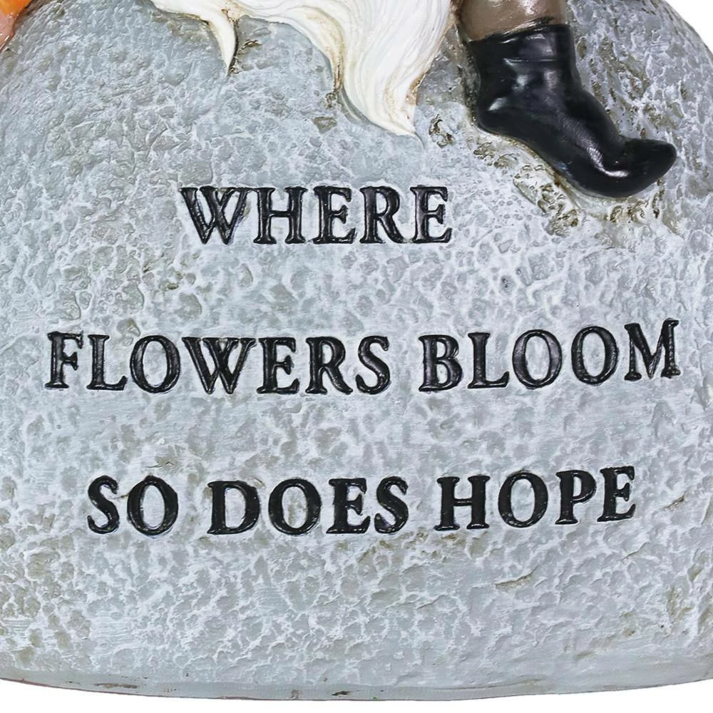 Exhart Solar Hand Painted Inspirational Garden Stone with LED Dragonfly, 3 in. x 5.5 in. Gnome Garden Statue 10 Exhart Solar Hand Painted Inspirational Garden Stone with LED Dragonfly, 3 in. x 5.5 in. Gnome Garden Statue - Image 8