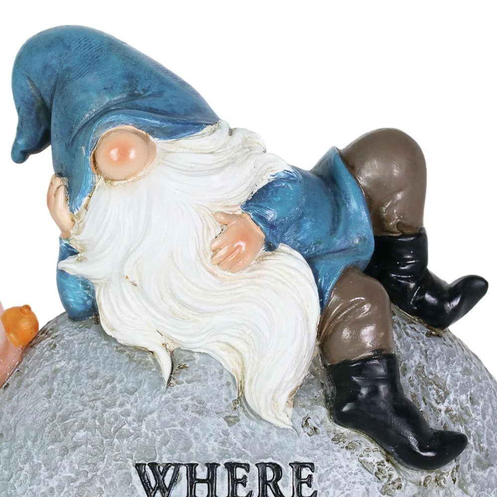 Exhart Solar Hand Painted Inspirational Garden Stone with LED Dragonfly, 3 in. x 5.5 in. Gnome Garden Statue 8 Exhart Solar Hand Painted Inspirational Garden Stone with LED Dragonfly, 3 in. x 5.5 in. Gnome Garden Statue - Image 6