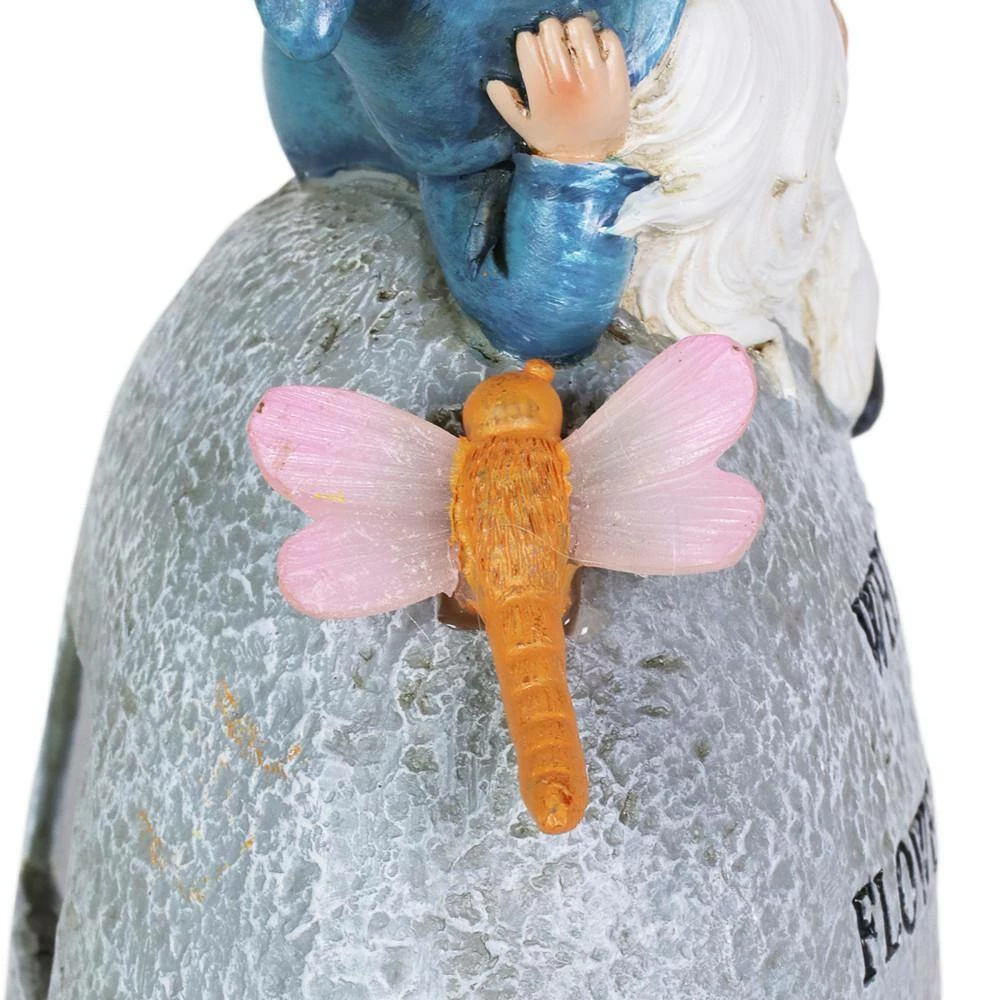 Exhart Solar Hand Painted Inspirational Garden Stone with LED Dragonfly, 3 in. x 5.5 in. Gnome Garden Statue 6 Exhart Solar Hand Painted Inspirational Garden Stone with LED Dragonfly, 3 in. x 5.5 in. Gnome Garden Statue - Image 4