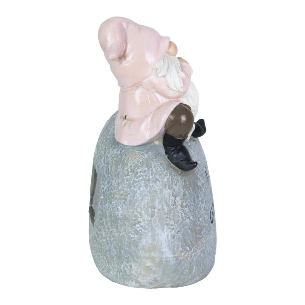 Exhart Solar Hand Painted Inspirational Garden Stone with LED Butterfly, 3 in. x 5.5 in. Gnome Garden Statue 5 Exhart Solar Hand Painted Inspirational Garden Stone with LED Butterfly, 3 in. x 5.5 in. Gnome Garden Statue - Image 3