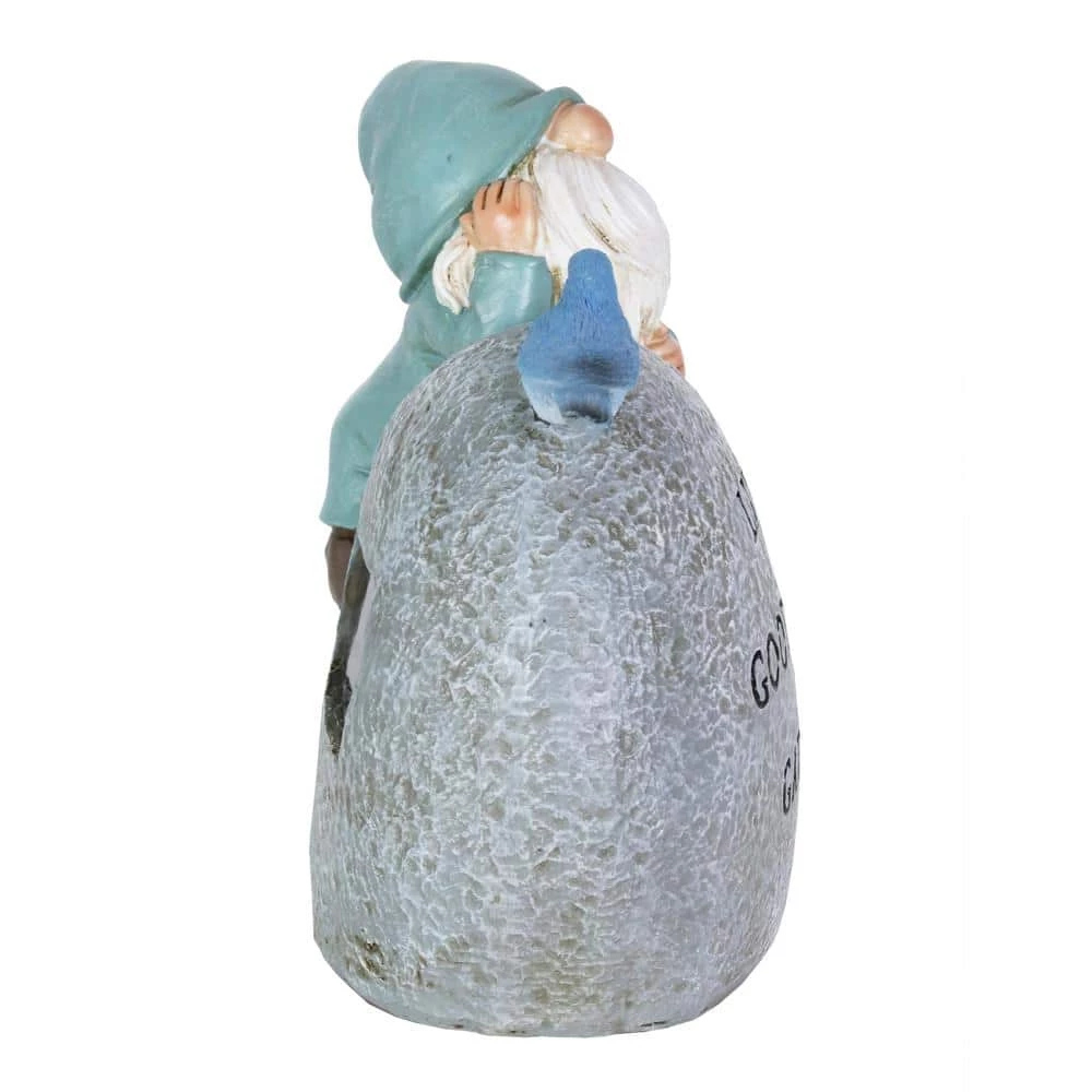 Exhart Solar Hand Painted Inspirational Garden Stone with LED Bird, 3 in. x 5 in. Gnome Garden Statue 5 Exhart Solar Hand Painted Inspirational Garden Stone with LED Bird, 3 in. x 5 in. Gnome Garden Statue - Image 3